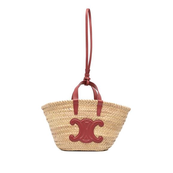 CELINE Handbags - Celine Small Raffia Cuir Triomphe Classic Panier Tote